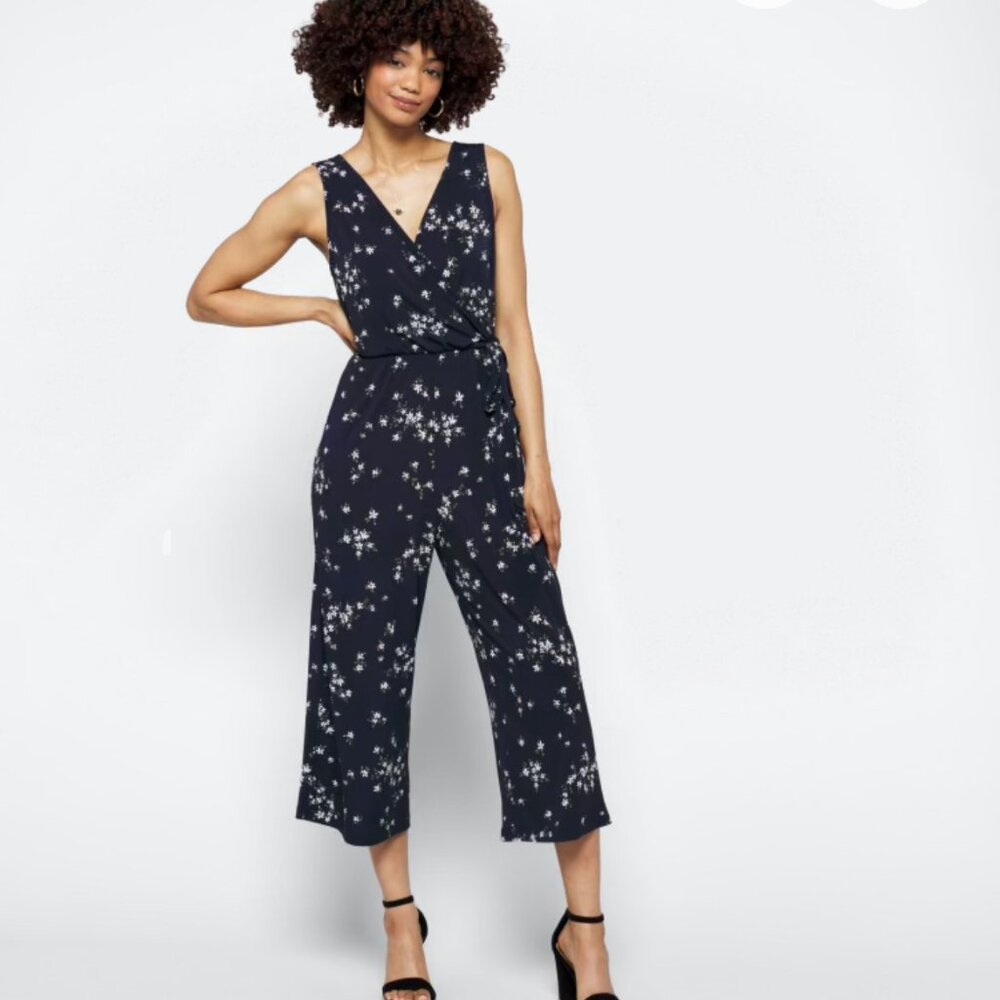 Kaileigh Camlia Knit Cropped Jumpsuit Size XS